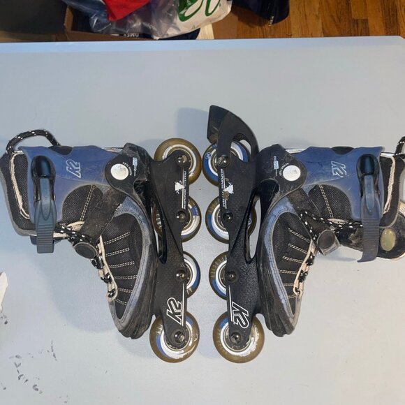 K2 Velocity Inline Skates Size 10 Blue & Black With Adjustable Buckles - Picture 2 of 7